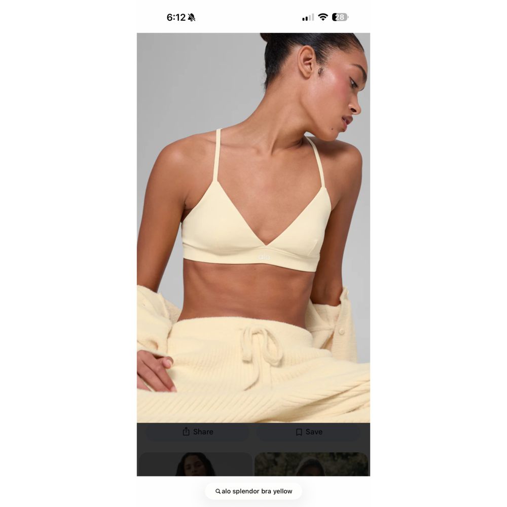 Alo Yoga Alo splendor bra butter yellow size medium